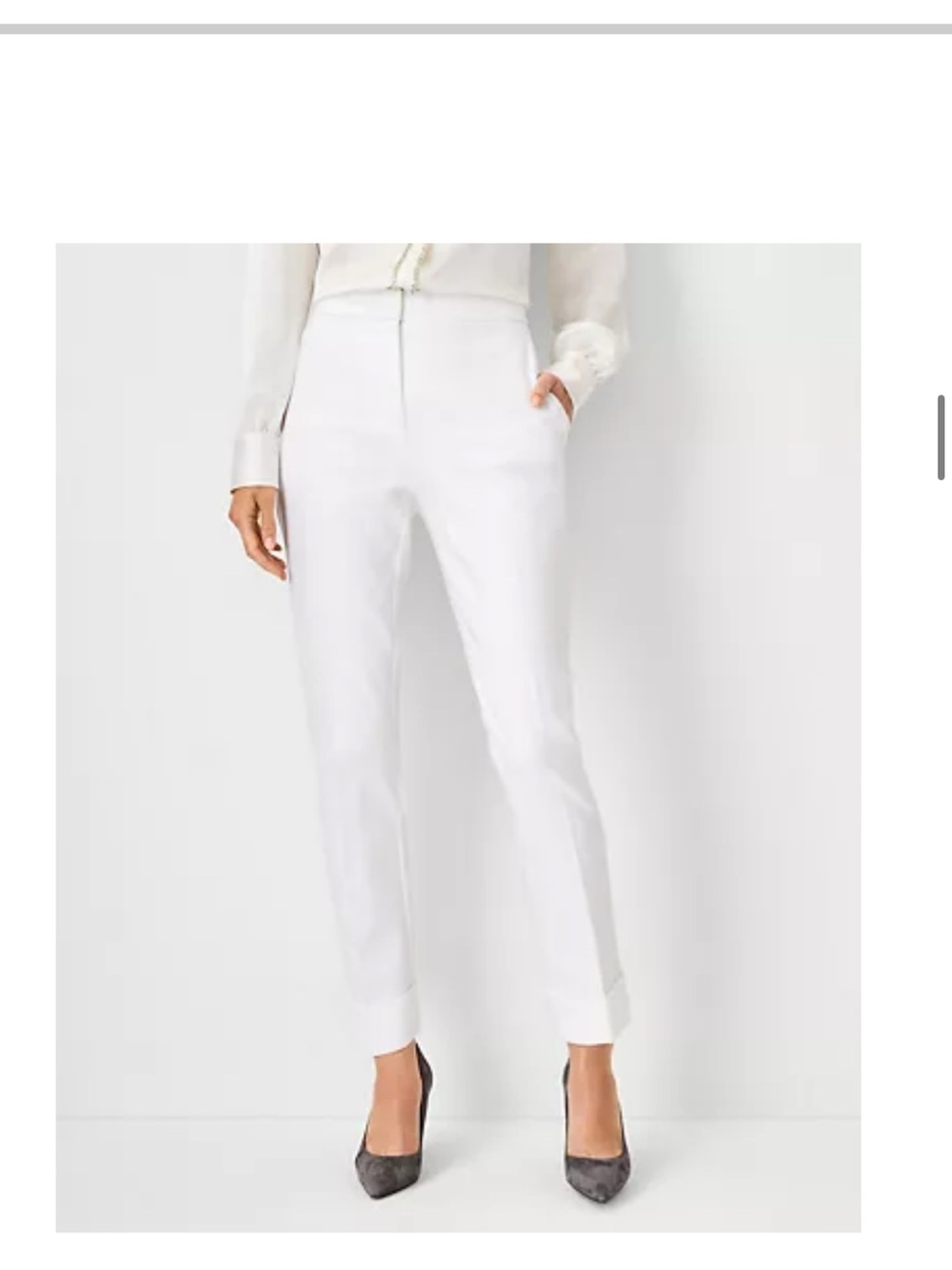 Ann Taylor White Tailored Ankle Trousers